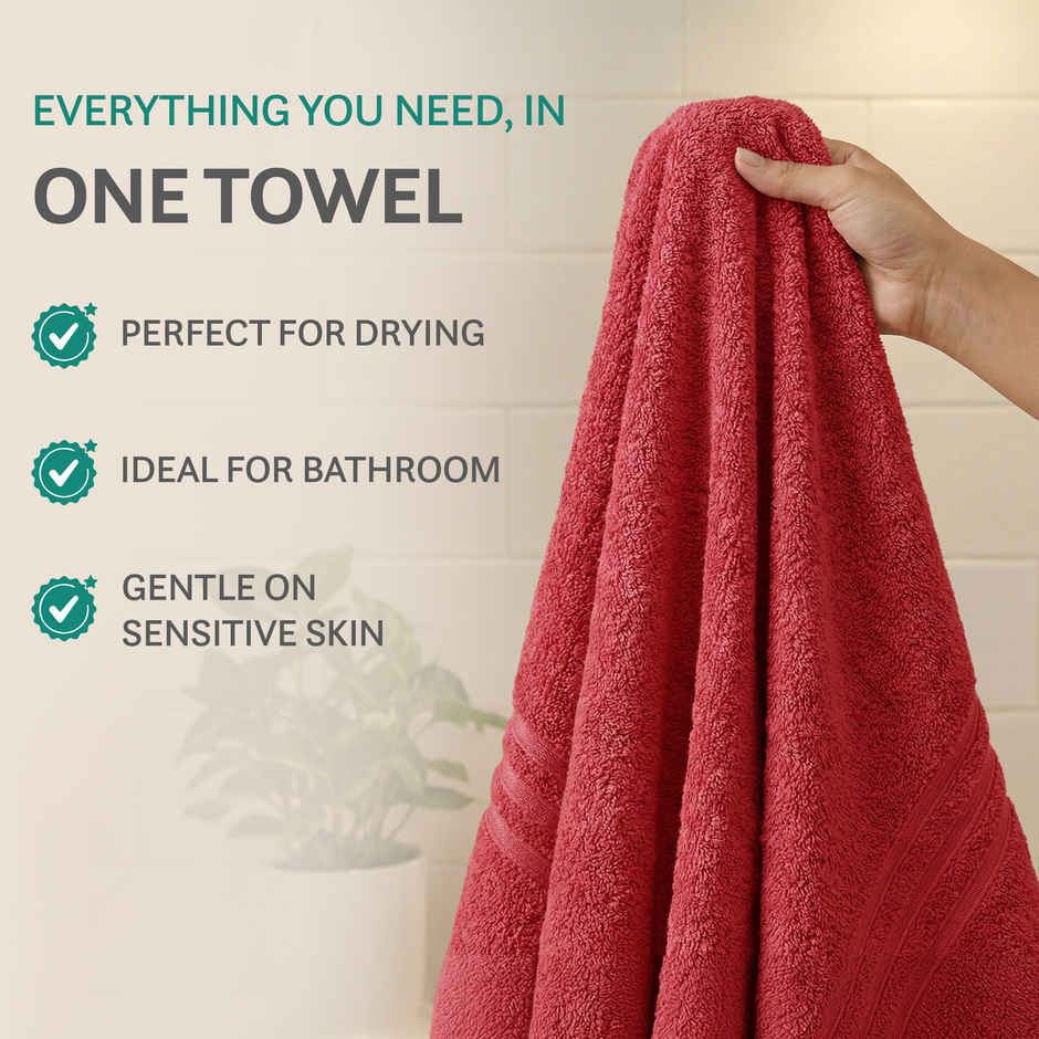 Mytrident Comfort Living Cotton Bath Towel | Tangy Tomato