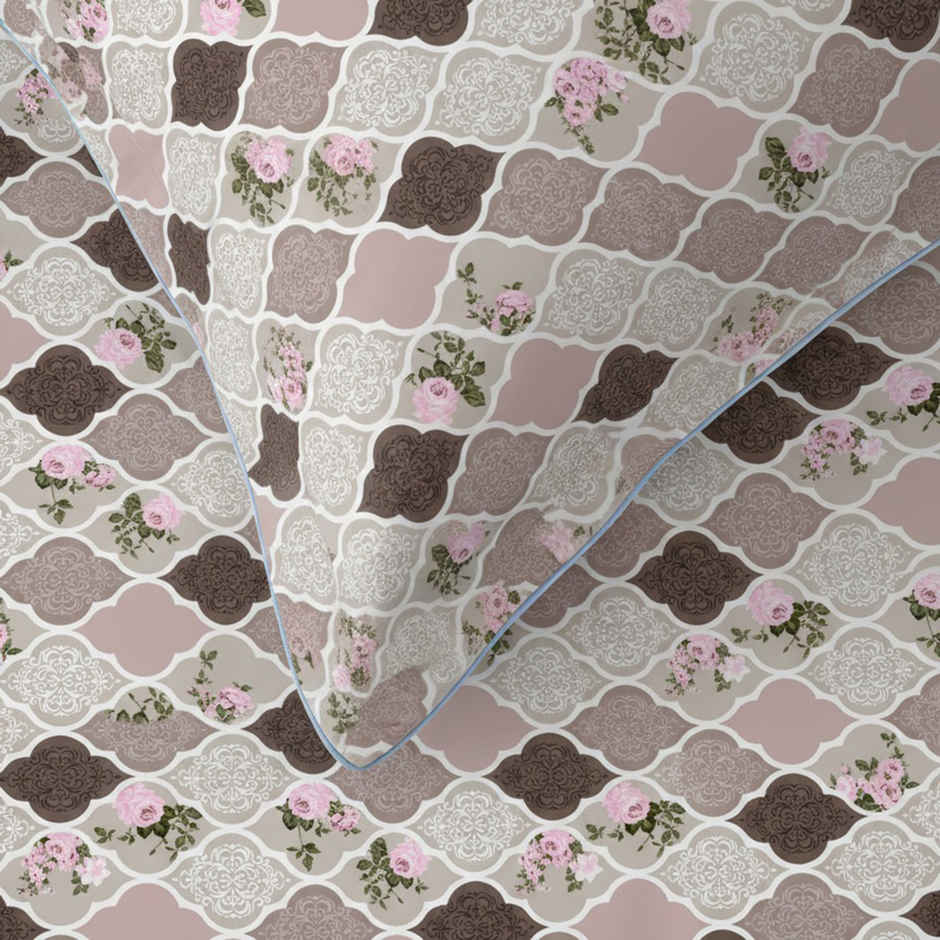 Raymond Home 120 GSM Hazel Floral Double Bedsheet with 2 Pillow Covers Beige & Pink