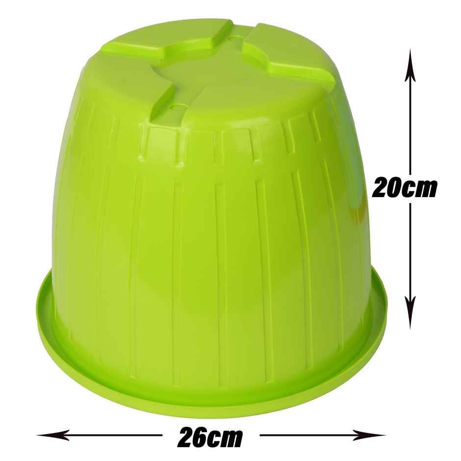 Kuber Industries Plastic Flower Pots for Indoor & Outdoor|Duro Flower Pot|8 Inch|Pack of 2|Green