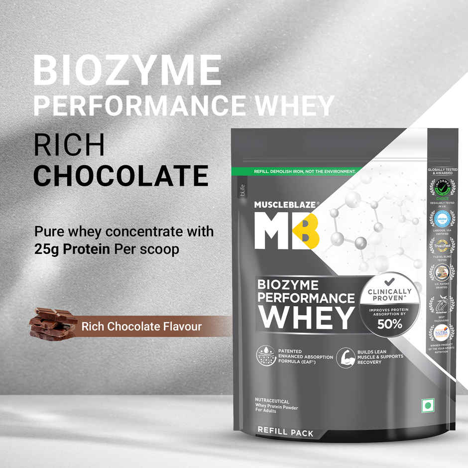 MuscleBlaze Biozyme Performance Whey Protein Powder (Rich Chocolate)