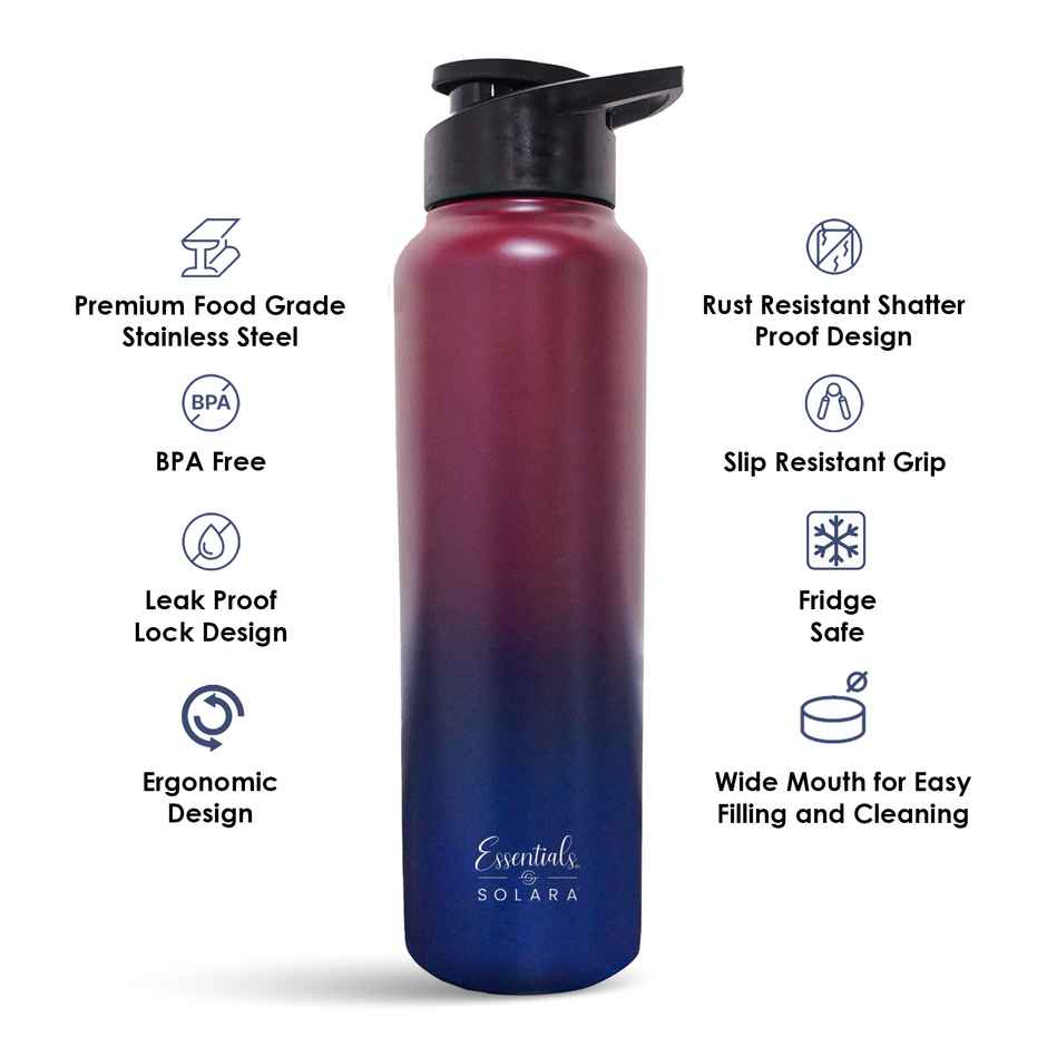 Solara Stainless Steel Water Bottle 1 L Dark Intentions