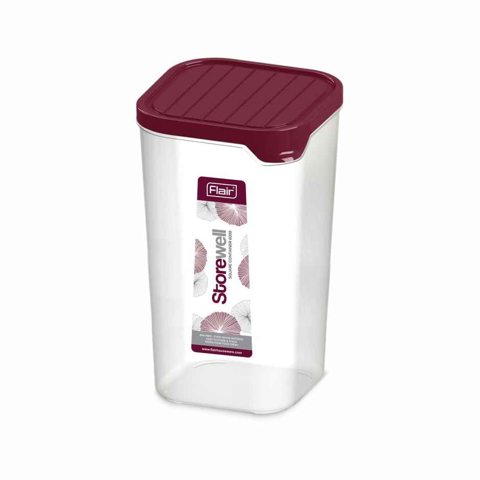 Flair Plastic Storewell Food Storage Containers 3000Ml (Maroon), Food Grade, Bpa Free