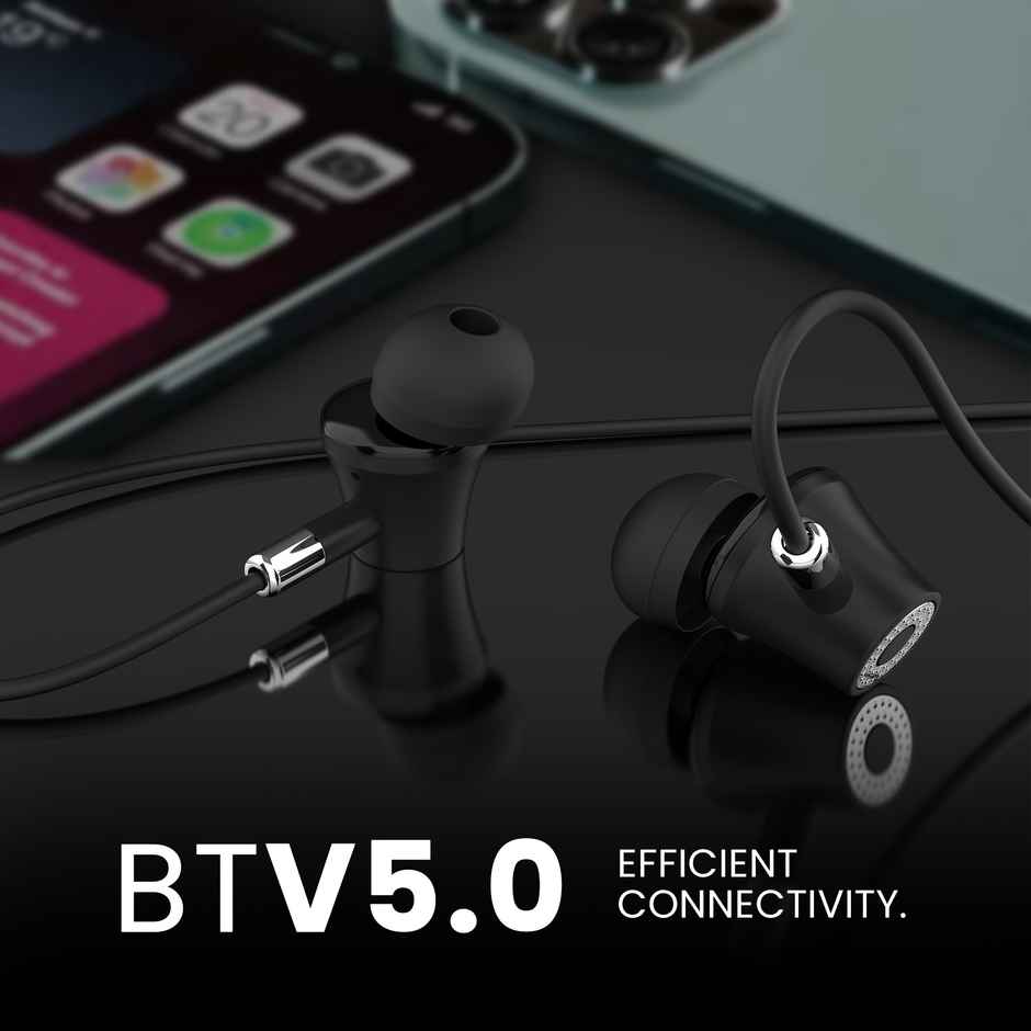 Aroma NB119B Badshah Upto 60 Hours Playtime Fast Charging Dual Pairing Neckband Bluetooth Black