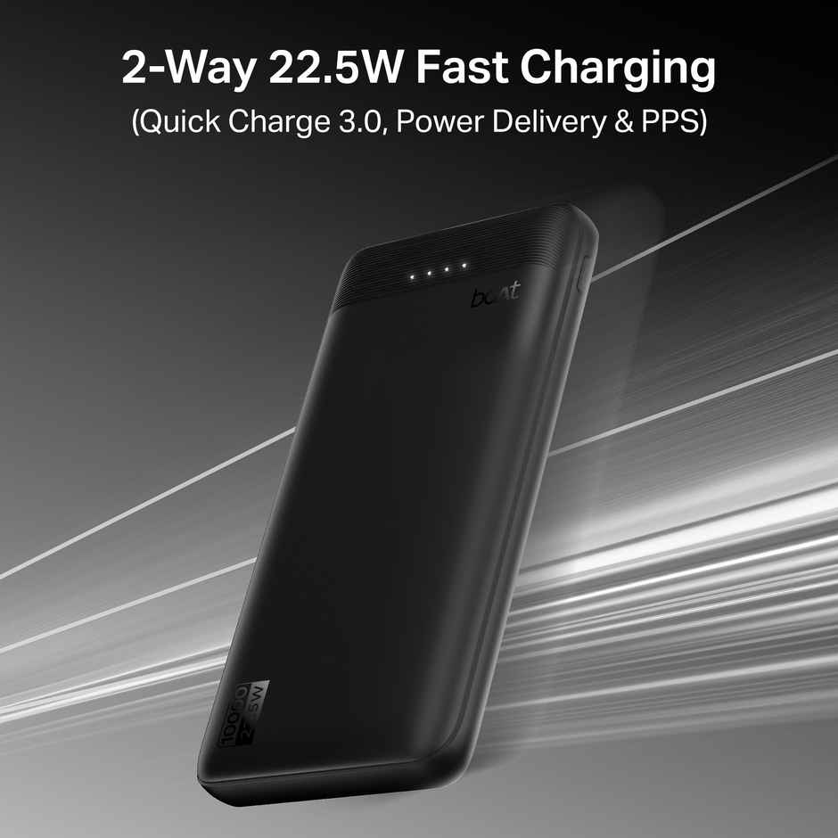 boat Energyshroom PB300 Activ 10000 mAh 22.5W Powerbank | Obsidian Black