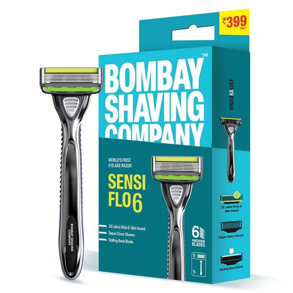 Bombay Shaving Company Sensiflo 6 Razor For Men With Aloe And Vit E Strip, 6-Blade Sensitive Razor