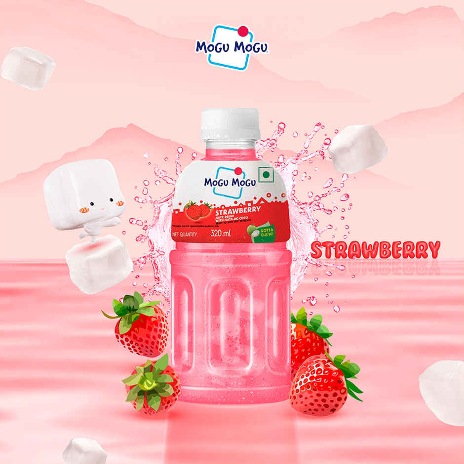 Mogu Mogu Strawberry Fruit Drink with Nata de Coco