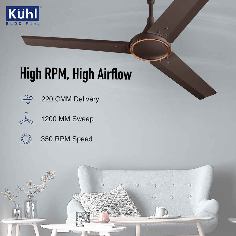 KUHL Prima A4 BLDC Ceiling Fan,1200mm,Remote Control,BEE 5 Star Rated & ISI Marked, Espresso Brown