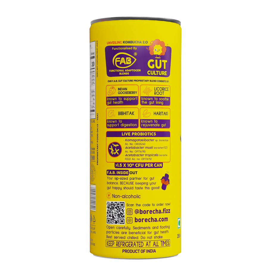 Borecha Hawaiian Passionfruit Low Sugar Probiotic Kombucha