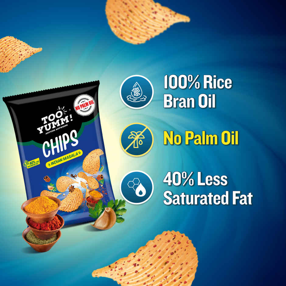 Too Yumm Indian Masala Potato Chips, 40% Less Saturated Fats, No Palm Oil Healthy Spicy Chips