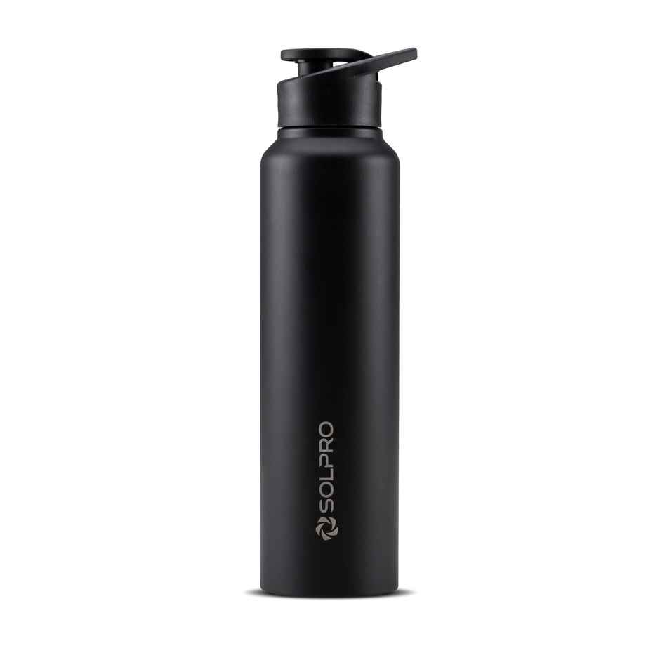 Solpro Alpha Stainless Steel Water Bottle | Gym Bottle | Odor & Bpa Free | 1 L | Black