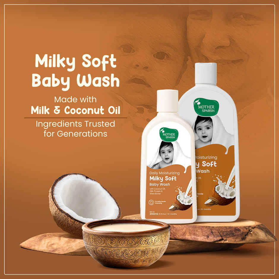 Mother Sparsh Milky Soft Baby Wash With Milk Protein & Coconut Oil