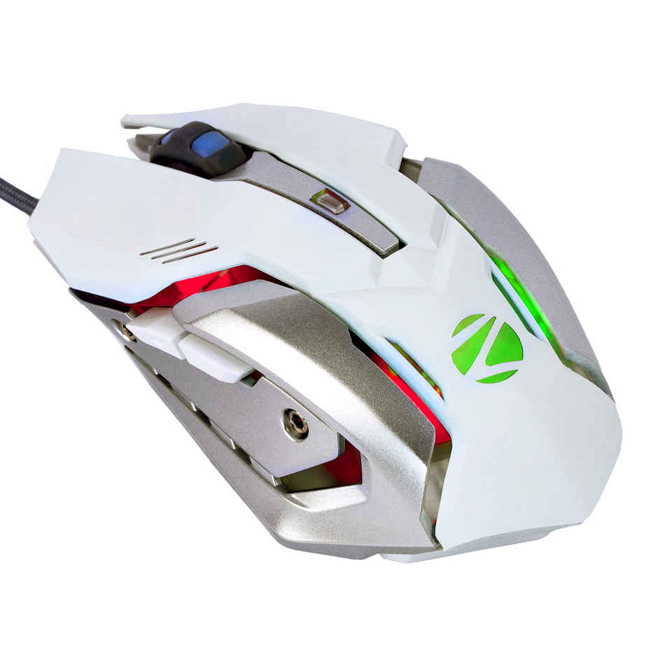 Zebronics Optimus Gaming Combo, Upto 3600 Dpi, 6 Buttons, High Res Sensor, Multicolor Led (White)