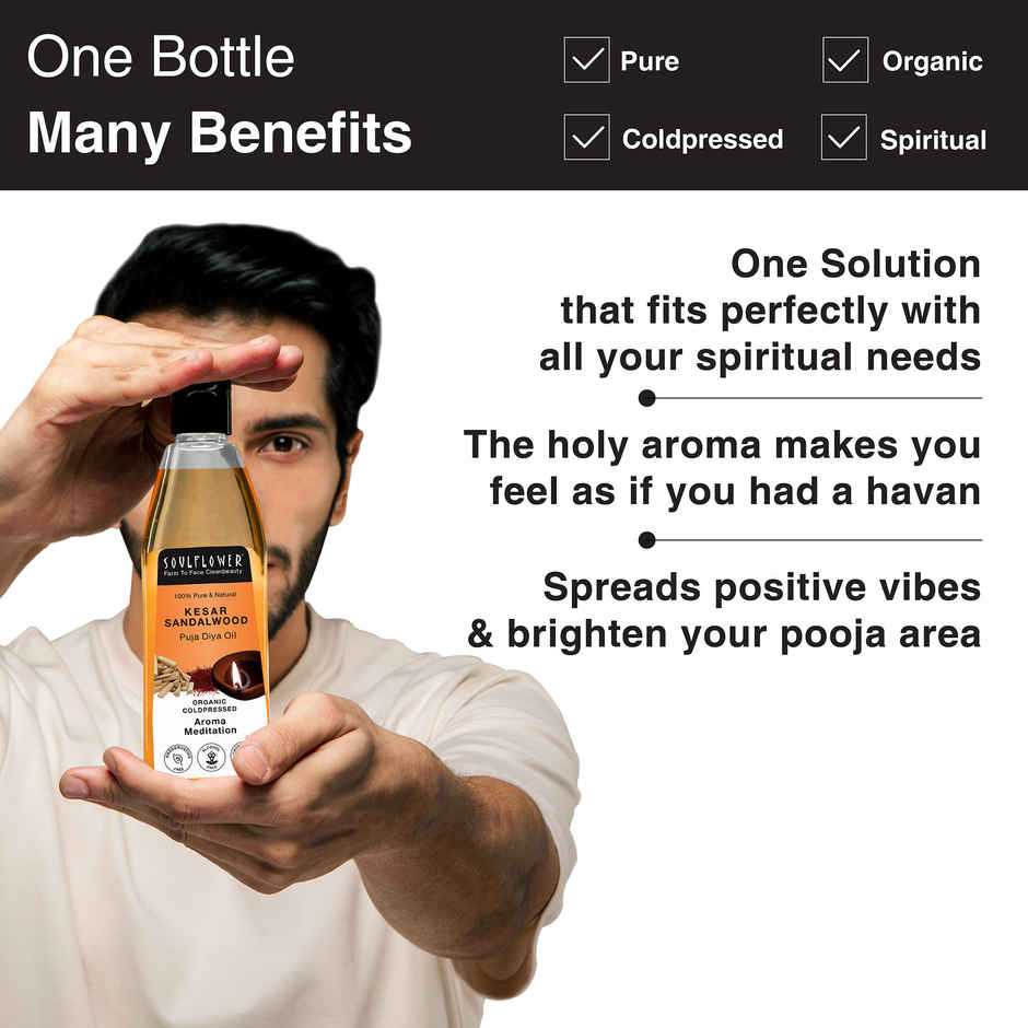 Soulflower Kesar Sandalwood Pooja Diya Oil