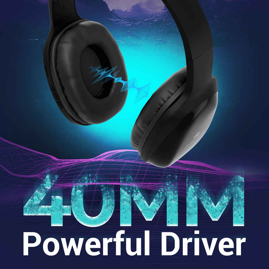 Zebronics Zeb Thunder Pro On-Ear Bluetooth Wireless Headphone With 60 Hrs Playback BT v5.0, 40MM Driver, USB-C Type Charging - Black