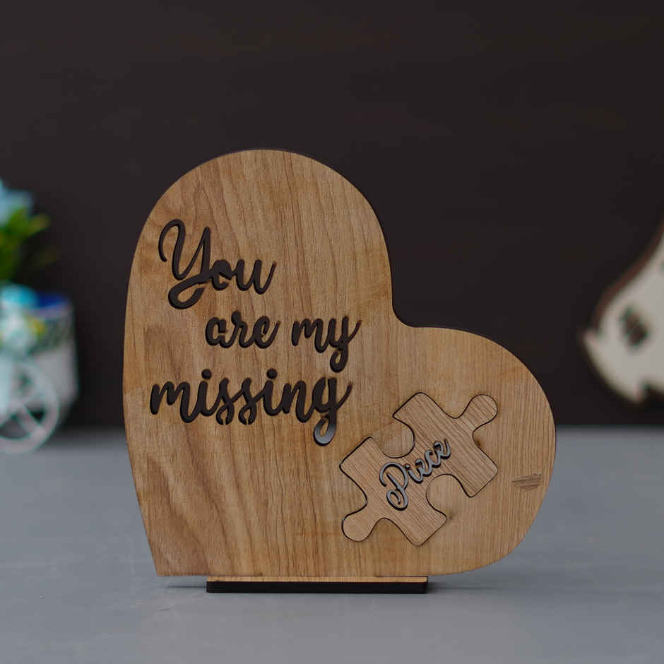 eCraftIndia Brown Wooden Heart Shaped inch You Are My Missing pc inch Valentine's Day Showpiece
