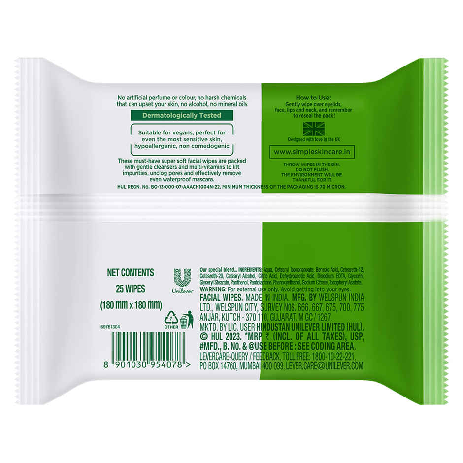 Simple Kind To Skin Micellar Cleansing Wipes 25 Wipes