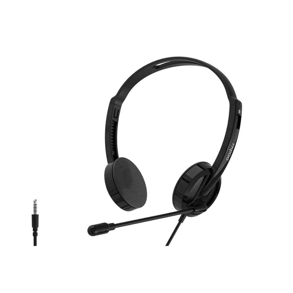 Rapoo H101 3.5mm Jack Stereo Wired On Ear Headphones with Microphone | Jet Black