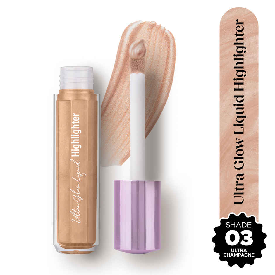 Hilary Rhoda Ultra Glow Liquid Highlighter | Vegan | Luminescent Finish | Ultra Champagne | Shade 03