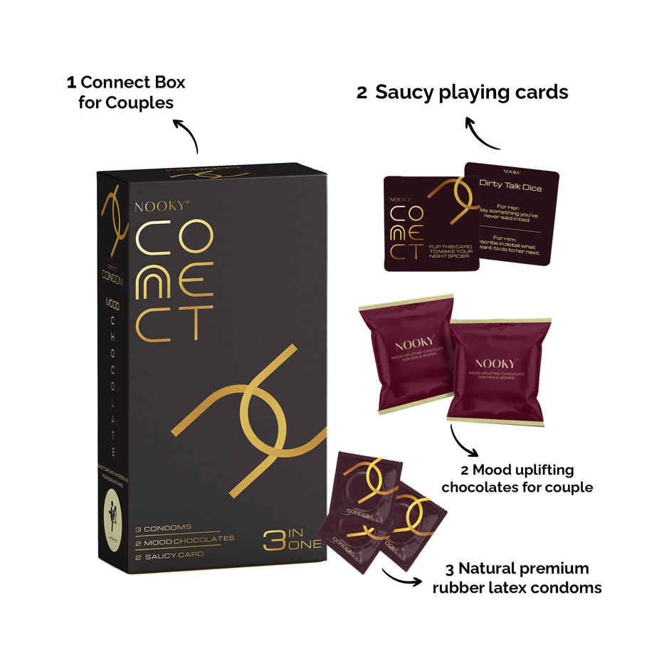 Nooky Connect (3 In 1)| Condoms, Chocolate & Mood Card