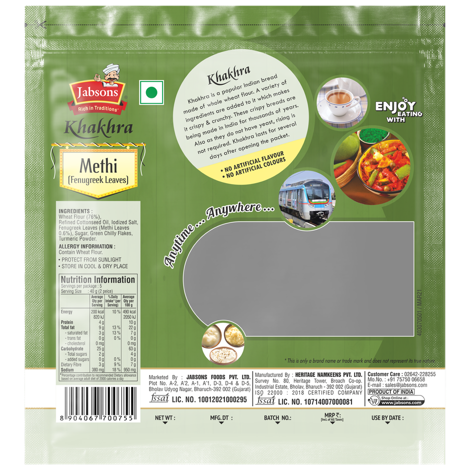 Jabsons Khakhra Methi | Crispy Snack