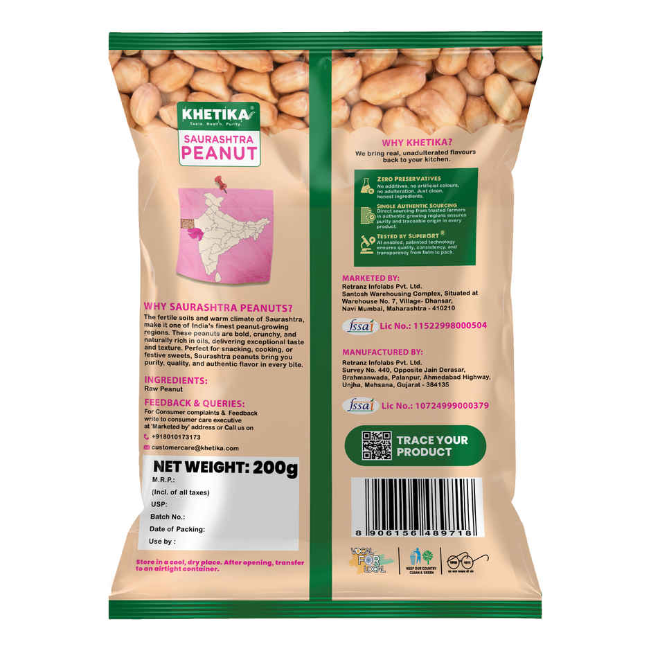 Khetika Premium Raw Peanuts | Mungfali | Groundnut | Singdana