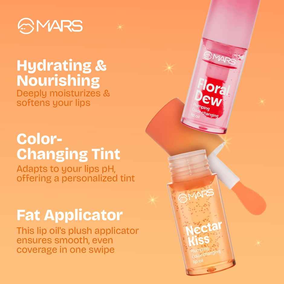 MARS Cosmetics Plumping Color Changing Lip Oil (4.8ml) (NECTAR KISS) With Fat Applicator
