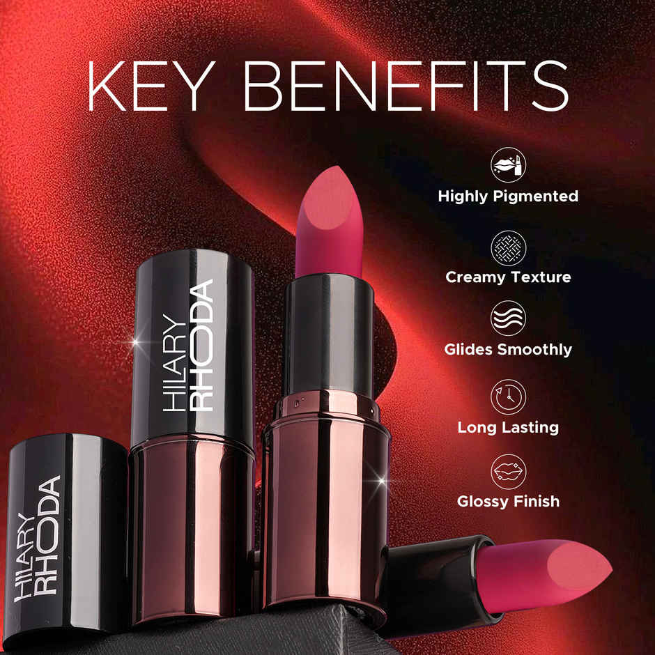Hilary Rhoda Creamy Touch Lipstick | Infused with Olive Oil, Shea Butter(Red Wine - Shade 12)