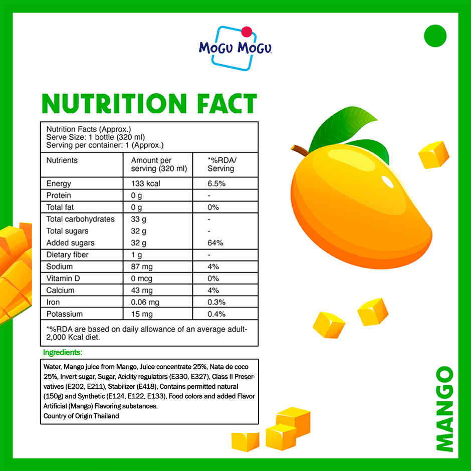 Mogu Mogu Mango Fruit Drink with Nata de Coco