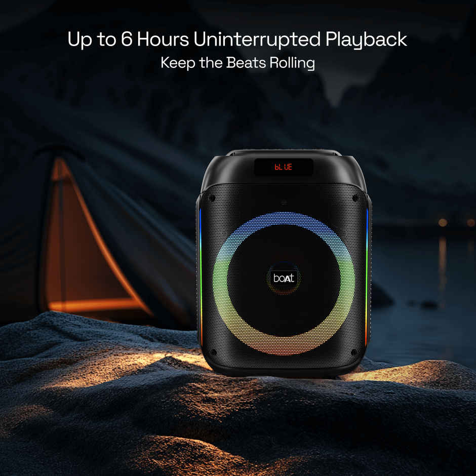 boAt PartyPal 220 Bluetooth Party Speaker w/ 80 W Signature Sound | RGB LEDs | Midnight Black