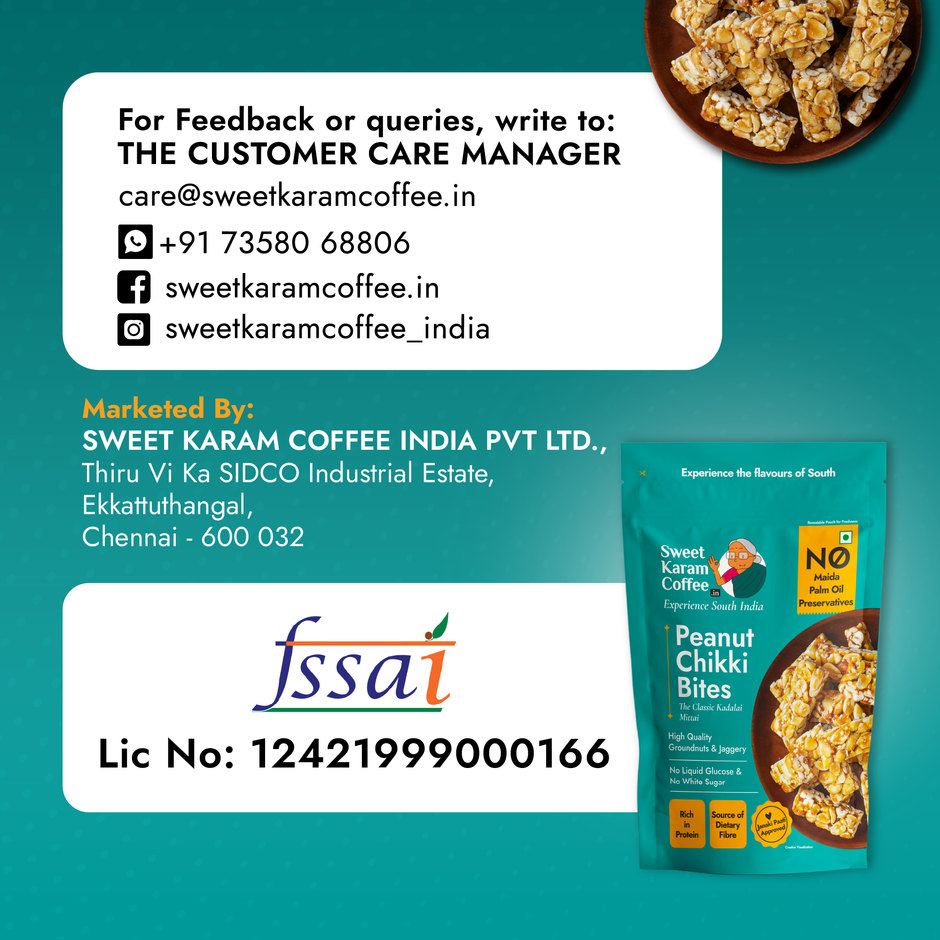Sweet Karam Coffee Peanut Chikki Bites - No White Sugar, No Liquid Glucose