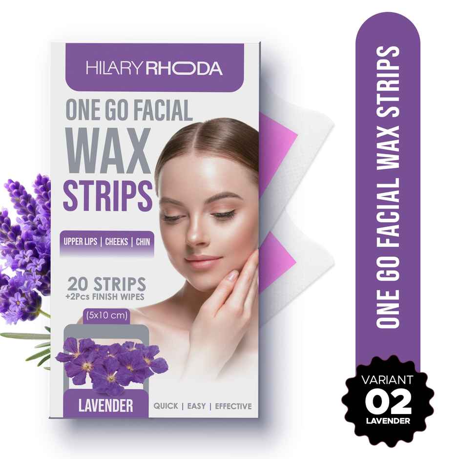 Hilary Rhoda One Go Facial Wax Strips | Ready-To-Use Facial Wax Strips | Lavender | Shade 02