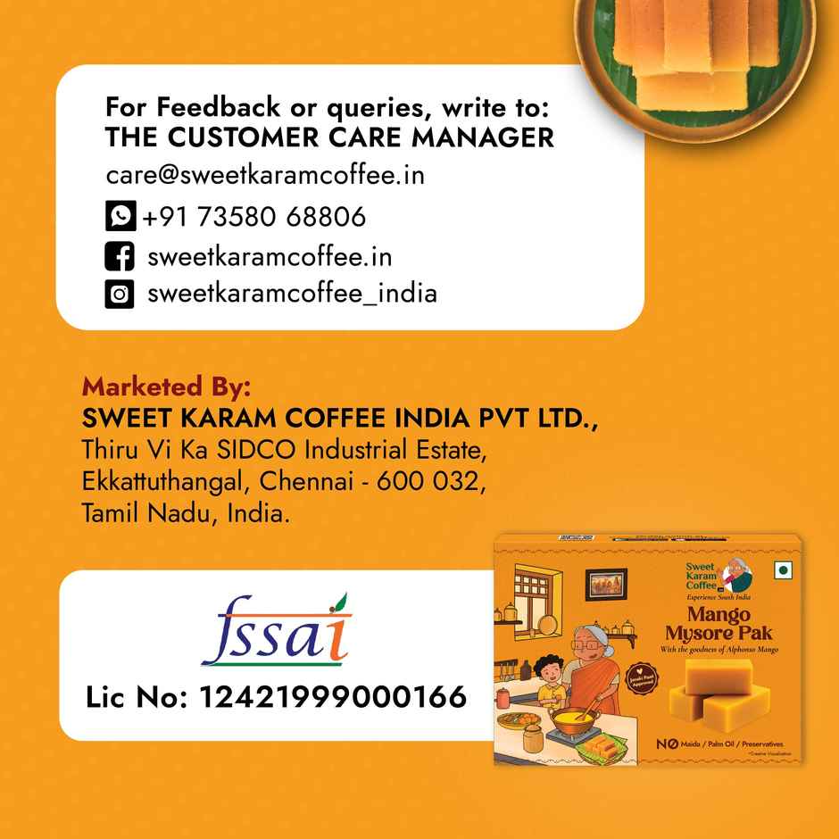 Sweet Karam Coffee Mango Mysore Pak By Sweet Karam Coffee - No Preservatives
