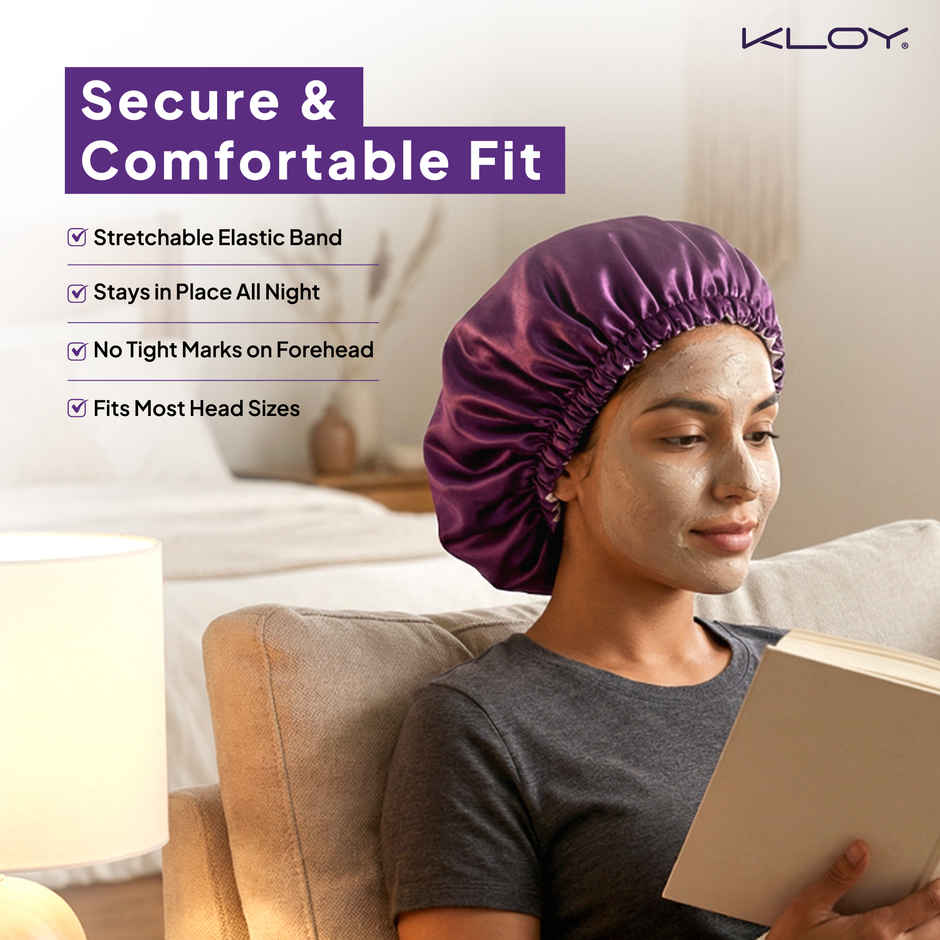 Kloy Satin Silk Hair Bonnet with Scrunchie | Anti-Frizz Sleep Cap for Hair Protection