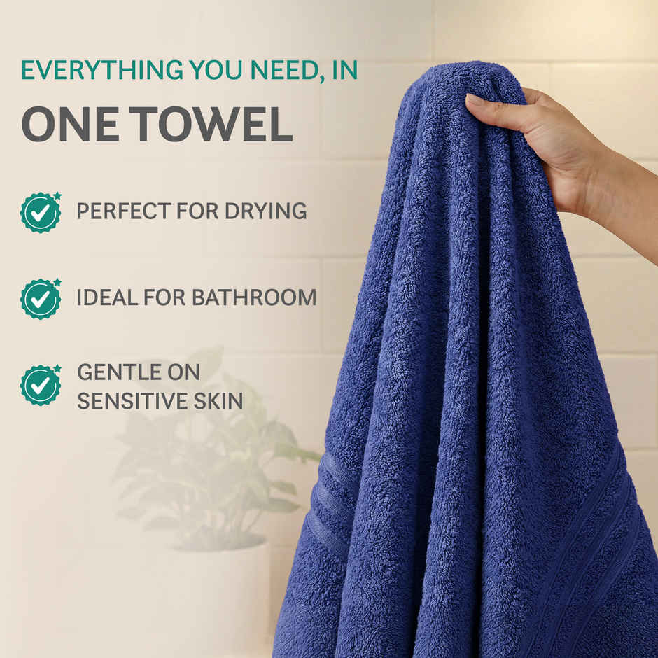 Mytrident Comfort Living Cotton Bath Towel | 28 in x 55 in | New Navy