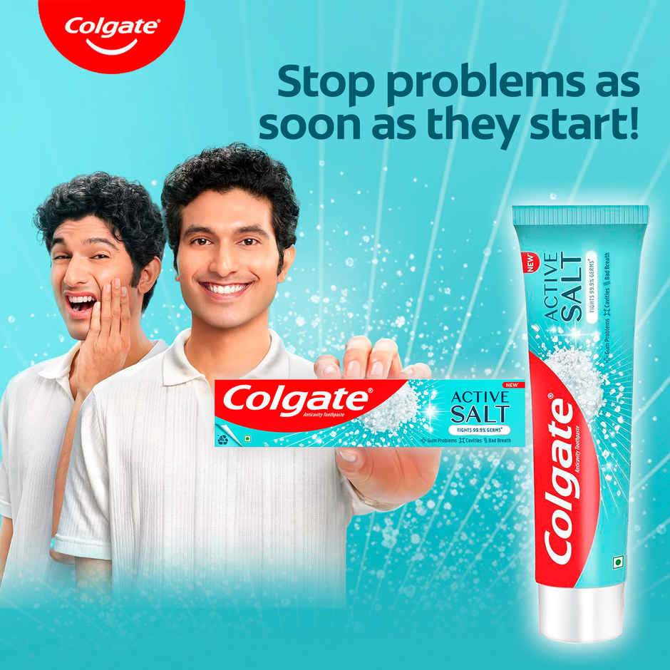 Colgate Active Salt Toothpaste, Germ Fighting Toothpaste for Healthy Gums and Teeth (Saver Pack) Combo