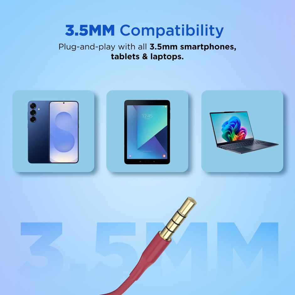 Aroma HF507 - 3.5mm Jack Clear Hi-Fi Sound With Volume Control Wired Earphone | Red