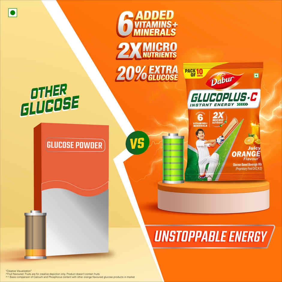Dabur Glucoplus-C Orange Instant Energy Glucose Powder