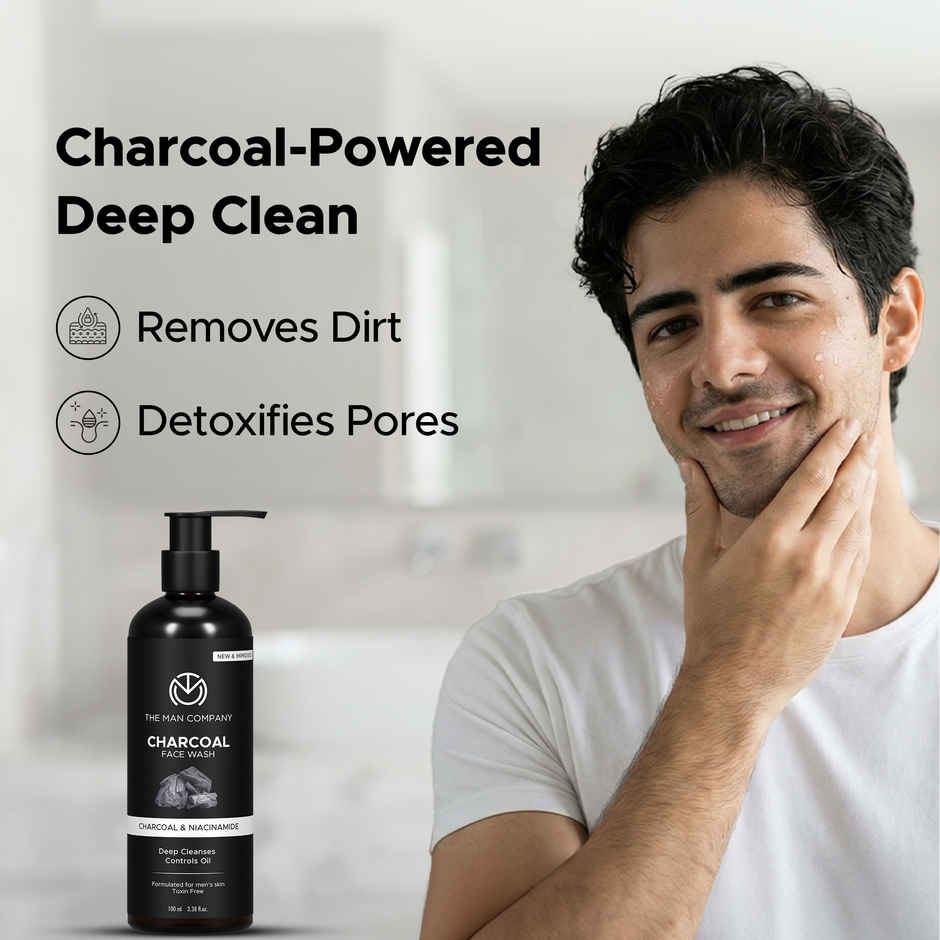 The Man Company Charcoal Face Wash with Niacinamide | Deep Cleanse & Oil Control