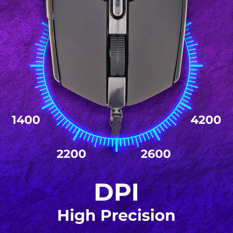 Zebronics War M Wired Gaming Mouse, 6 Buttons, Upto 4200 Dpi, Usb Interface, Breathing Led