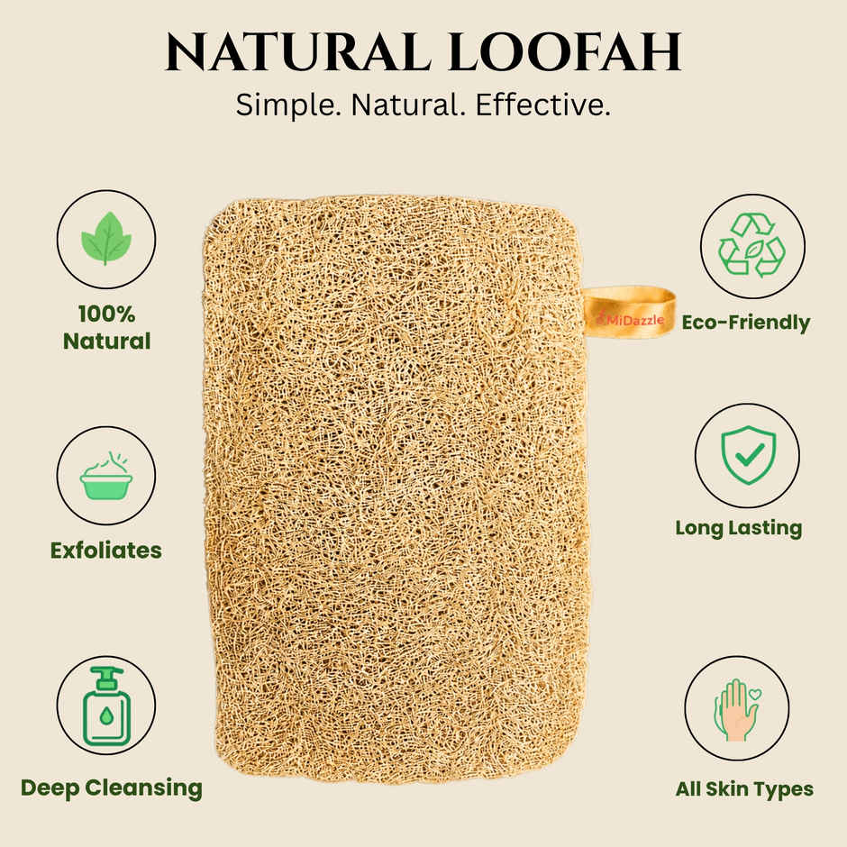 Midazzle 100% Natural Body Scrubber Organic Loofah for Bathing | Square | MIOL6105