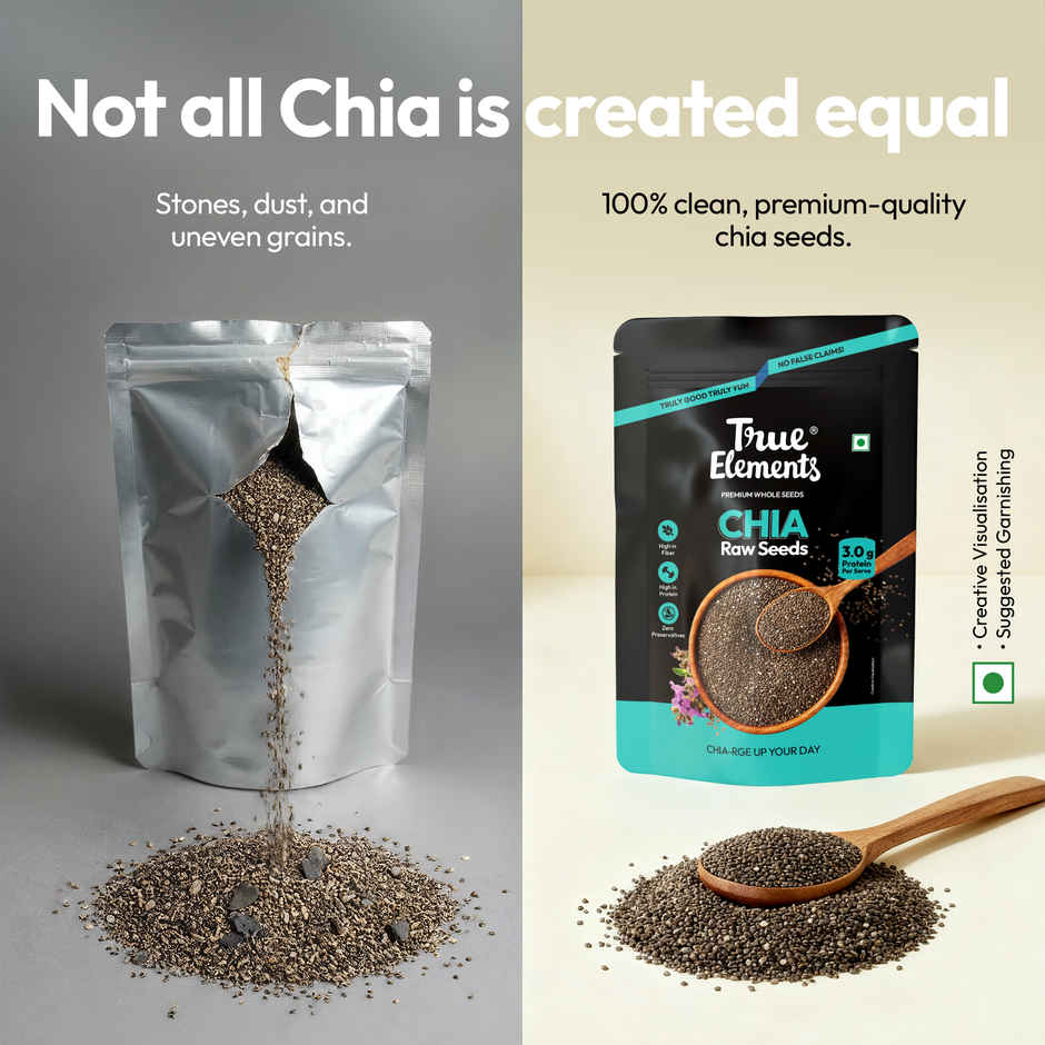 True Elements Chia Seeds Non-Gmo Seeds For Eating Rich In Omega -3 And Fibre Healthy Snacks Combo