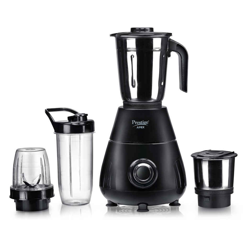 Prestige Apex Blendo 500 Watt Mixer Grinder with 4 Jars | 2 Jars+2 Nutri Blend | Black