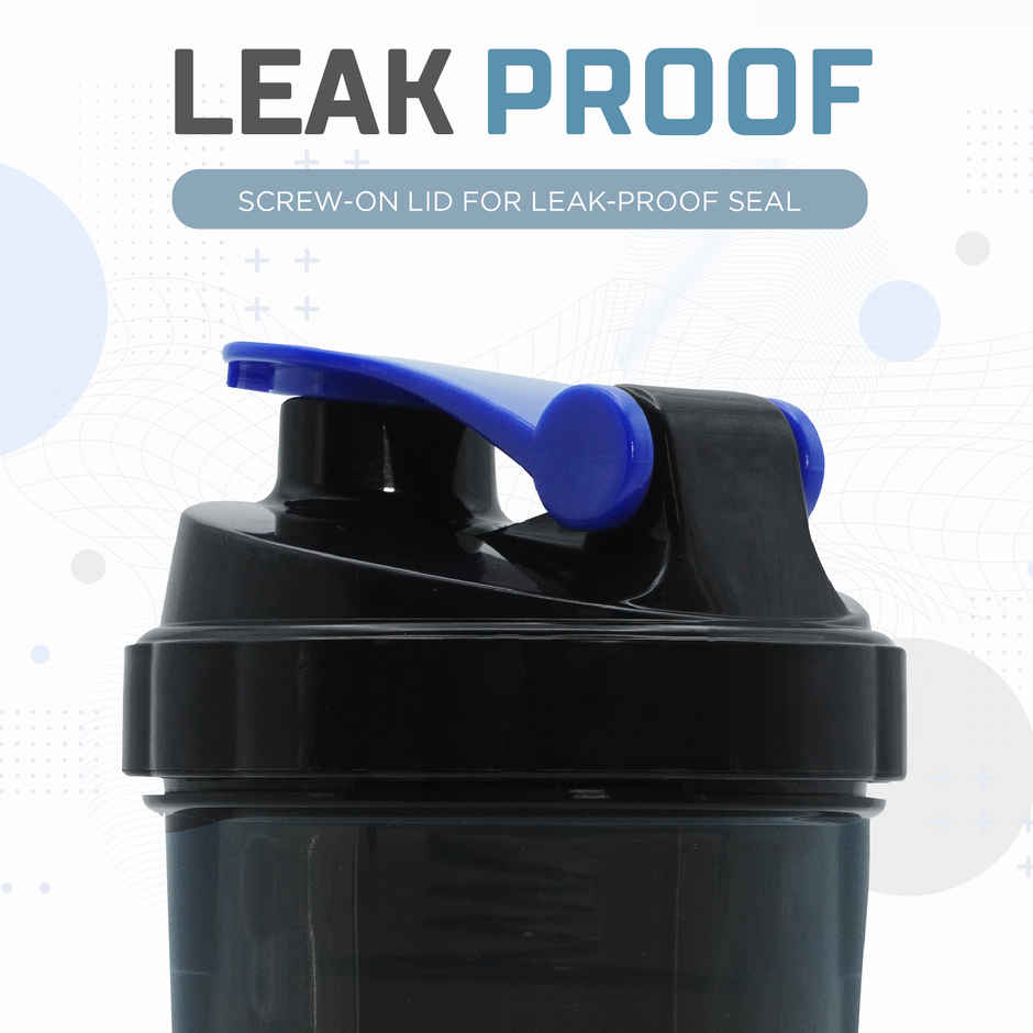 Solara 650 Ml Protein Shaker Bottle For Gym With Two Layer Extra Storage - Black & Blue (1pc) & Lifelong Pvc Hex Dumbbells 2Kg (1Kg X 2) For Home Gym Equipment Fitness Barbell (Pack Of 2) (1pc) Combo