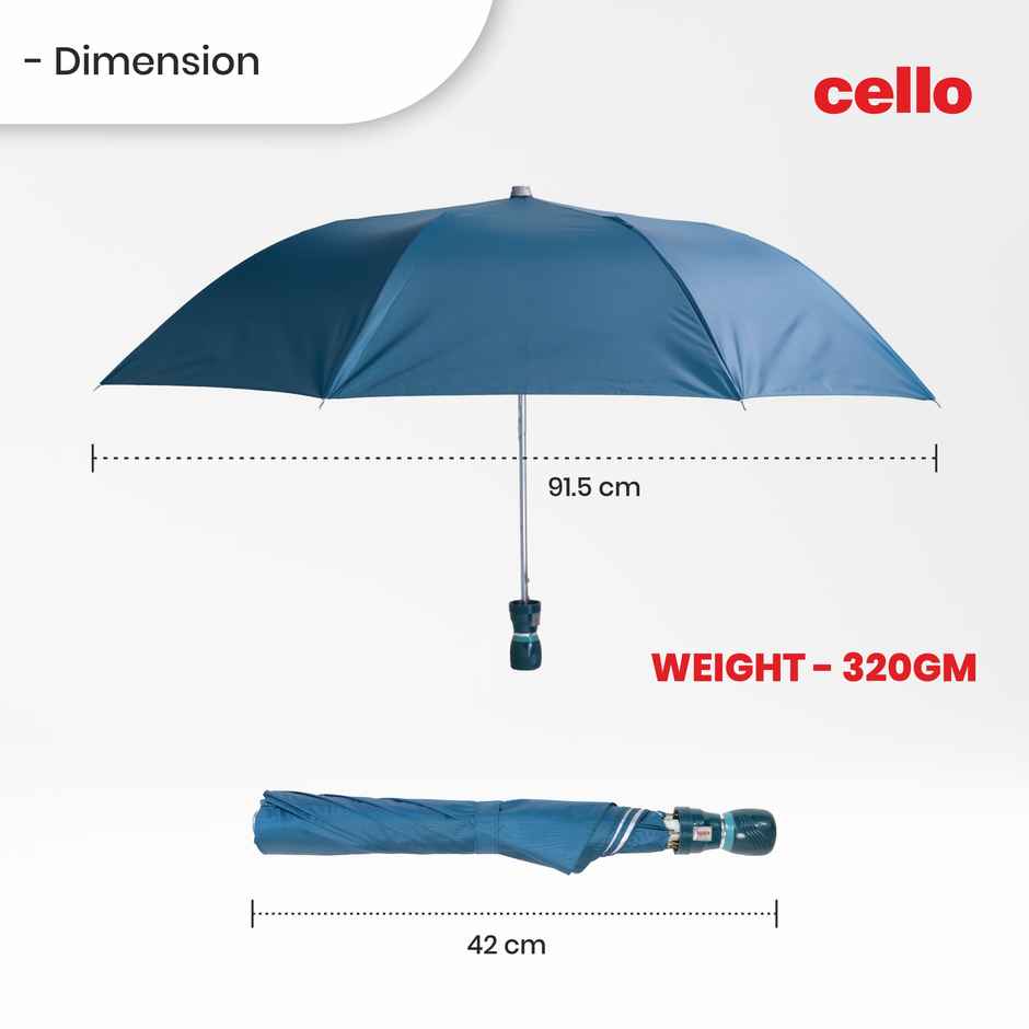 Cello Varsha 21 Inch 2 Fold Mix Mono Silver Umbrella | Teal Green