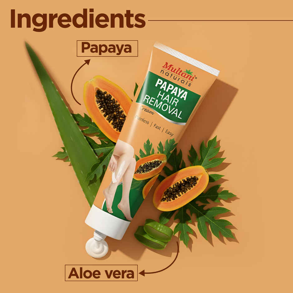 Multani Naturals Papaya Hair Removal Cream | Painless & Easy