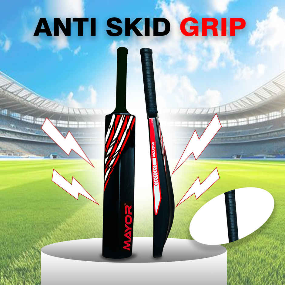 Mayor Century PVC Cricket Bat Full Size For Kids and Adults| PVC-Plastic Cricket Bat | Black-Red