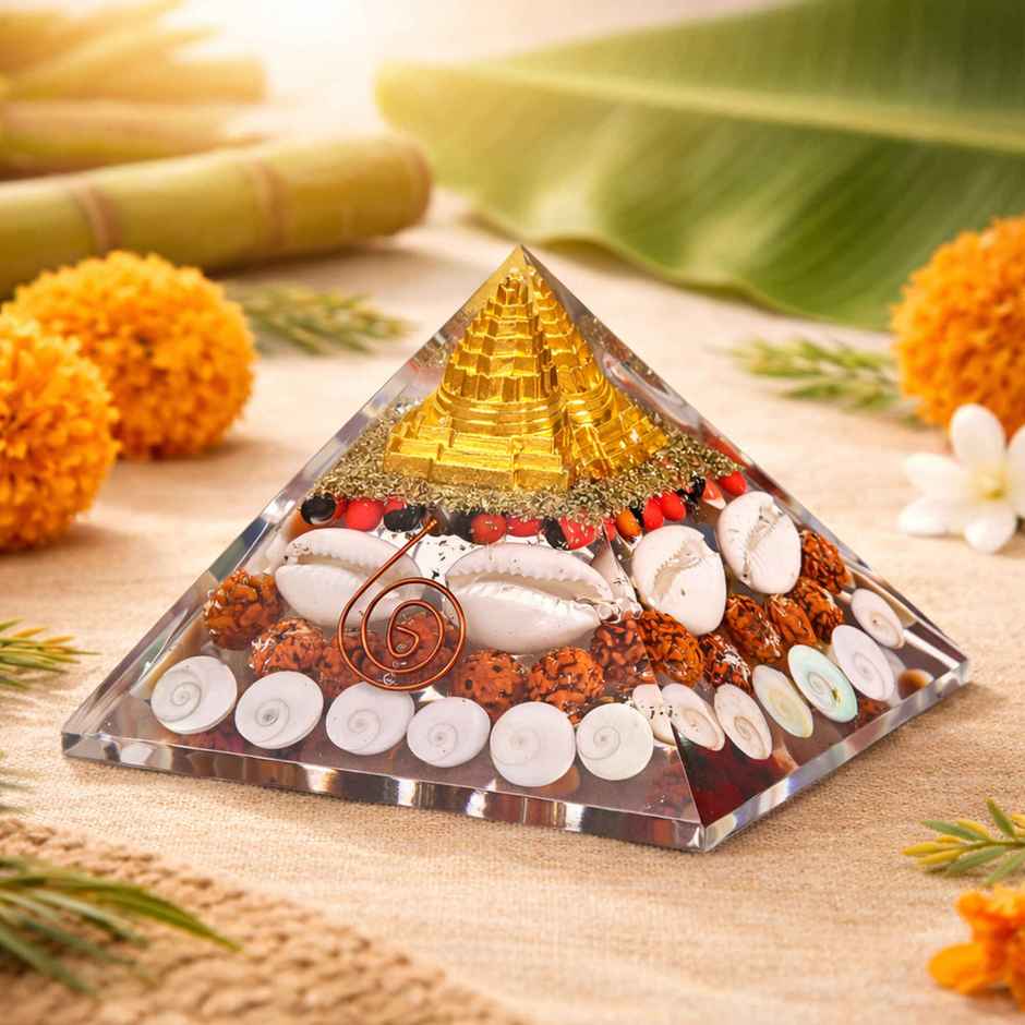 Shree Yantra Pyramid | Original Gomti Chakra Vastu Item for Home & Office Spiritual Gift | HINDCRAFT