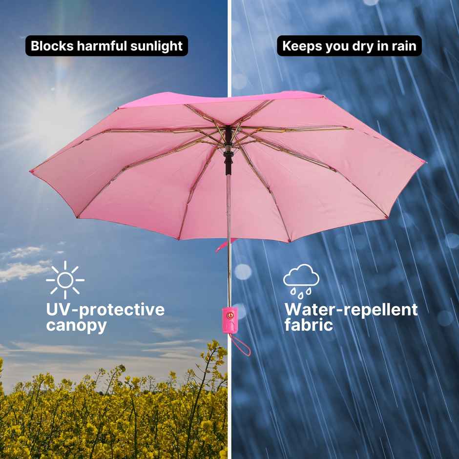 Citizen Auto Pink Mono Silver Umbrella | 22 Inch | 3 Fold