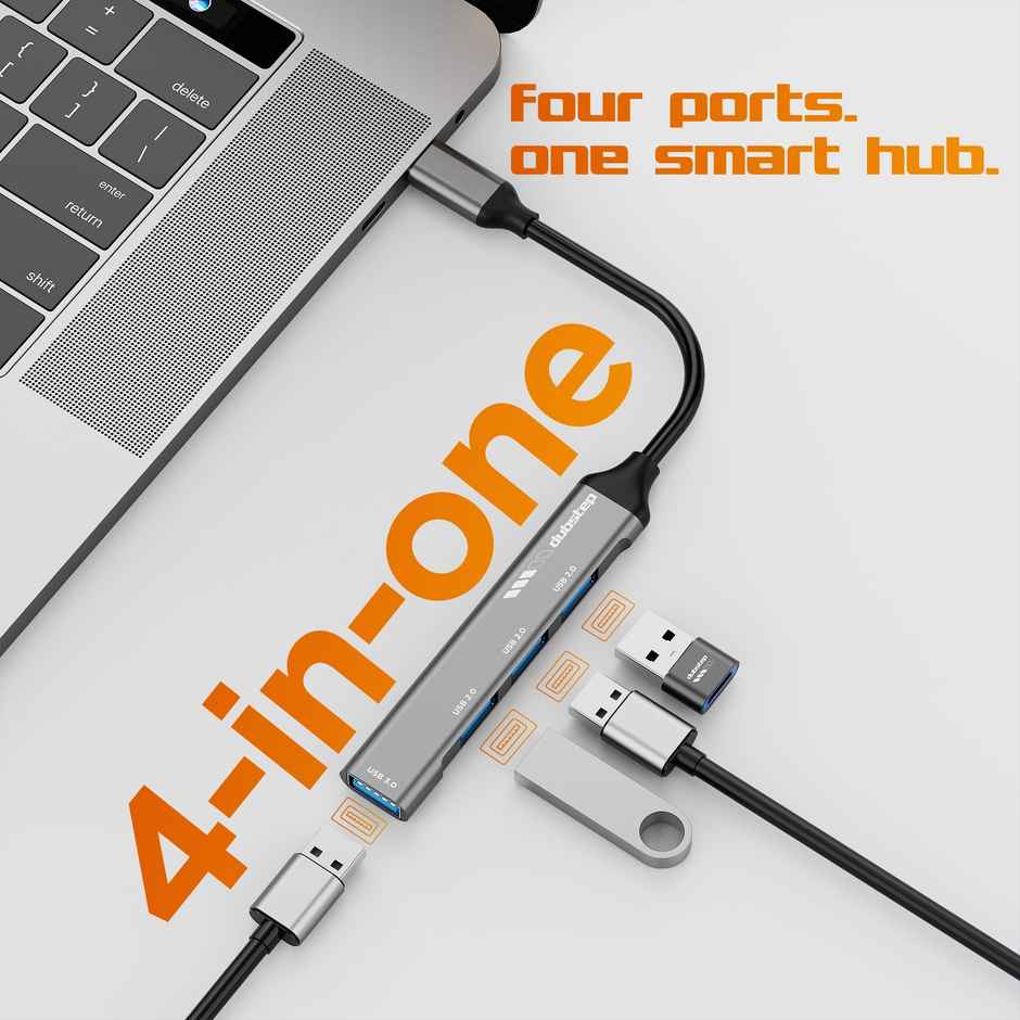 Dubstep SnaplinkGo 4-in-1 Type C USB Hub Grey