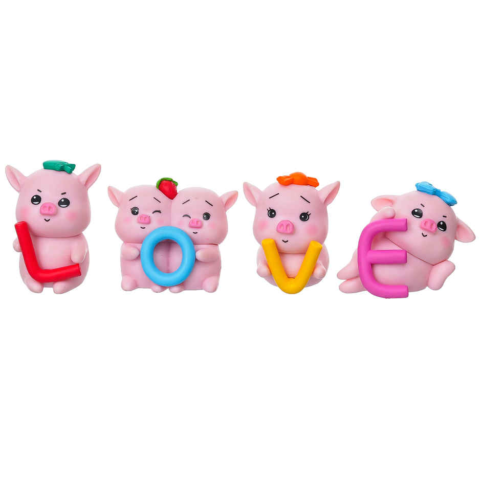 Pig with LOVE Letters Miniature Showpiece Set | EcraftIndia